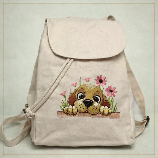 Mini Ryggsekk - Hund i blomstereng